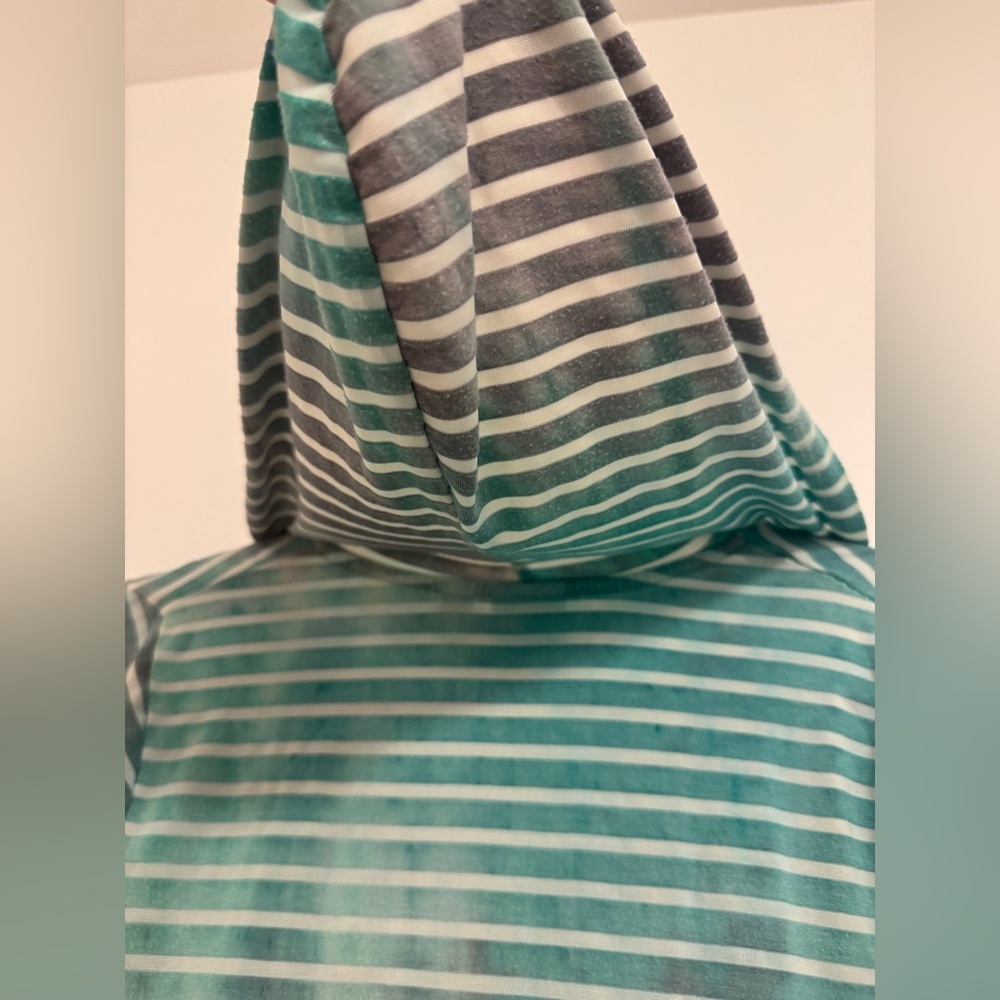 Blue Caribbean Beachwear Striped Hooded Swim Coverup - Picture 6 of 7